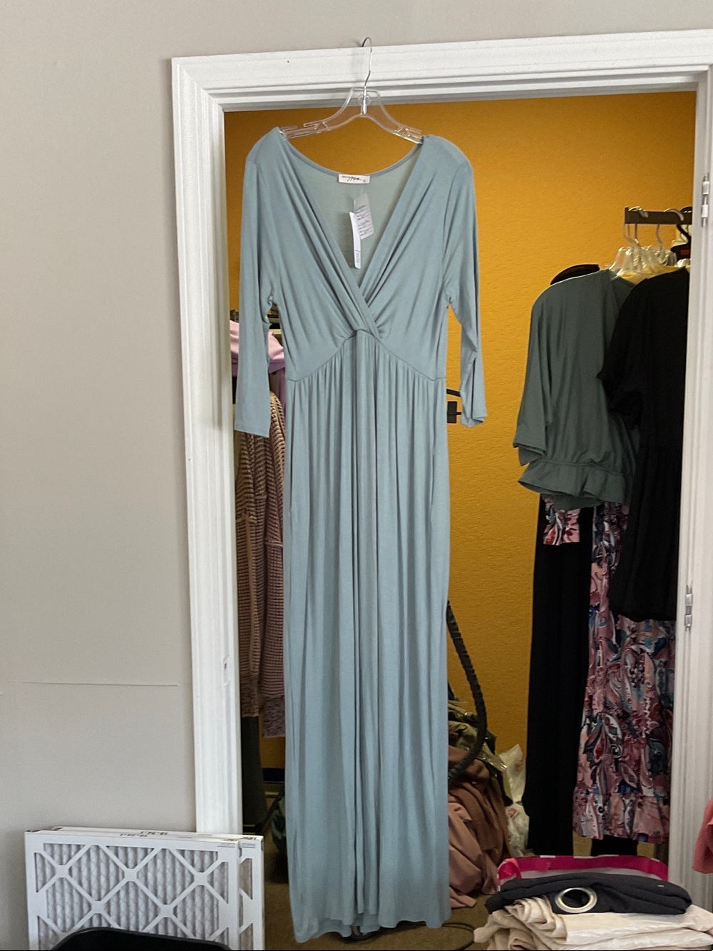 Hello MIZ Sage Green Wrap Maxi Dress